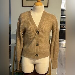 Women's Quince Tan Wool Blend Cardigan Sweater. Size S